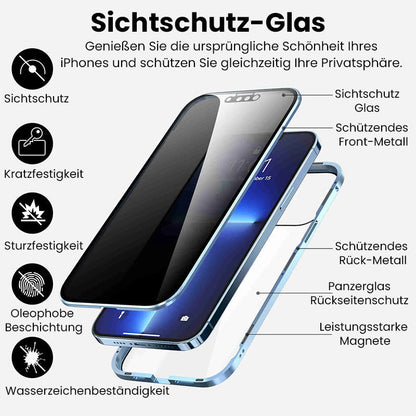 Magnetische doppelseitige Telefonhülle aus gehärtetem Glas mit Anti-Peeping-Effekt für die iPhone-Serie 11-16