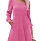 🔥Solange der Vorrat reicht 40 % Rabatt!🎉 🍂Damen geripptes Kleid mit quadratischem Ausschnitt und Laternenärmeln