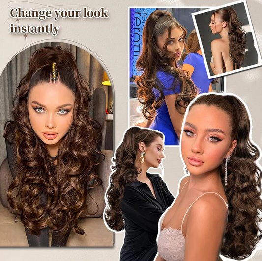 💜Zeitlich begrenzte Aktion 40 % Rabatt💜Clip-on-Haarverlängerung für welligen Pferdeschwanz