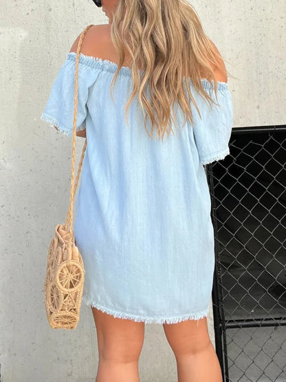 ✈️Gratis frakt🌸Kortermet, avslappet denimkjole