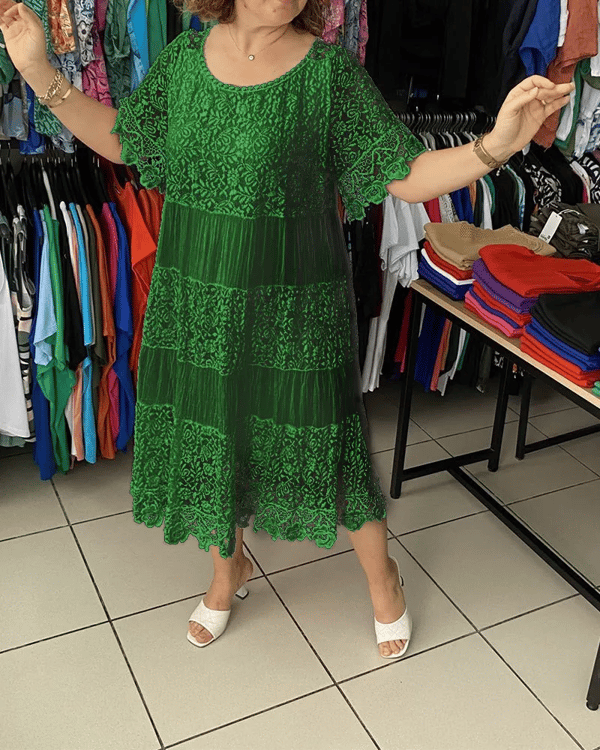 💥Sconto del 66% a tempo limitato 💕Abito semplice con maniche corte e pizzo