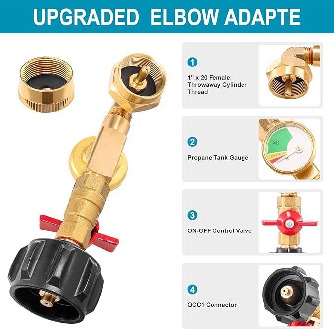 Adaptateur d'angle de recharge propan avec jauge de carburant