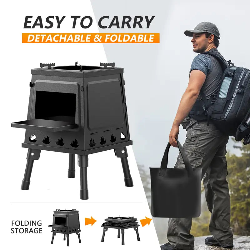 Klappbarer Outdoor-Holzofen – Tragbarer Feuerofen für Camping, Picknick & Grillen🔥🏕️