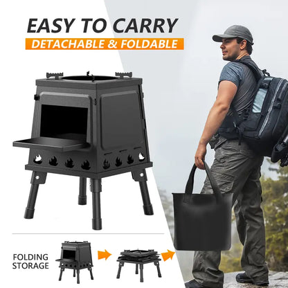 Klappbarer Outdoor-Holzofen – Tragbarer Feuerofen für Camping, Picknick & Grillen🔥🏕️