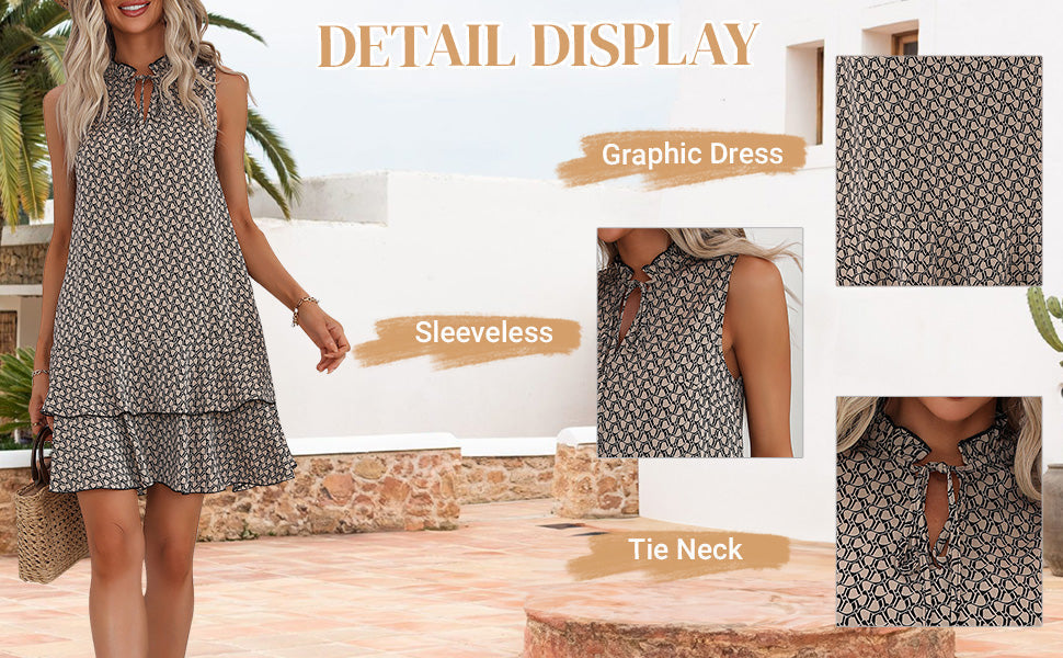 🎉Letzter Tag der Aktion: 50 % Rabatt 💃 Damenkleid mit Schleife und geometrischem Muster