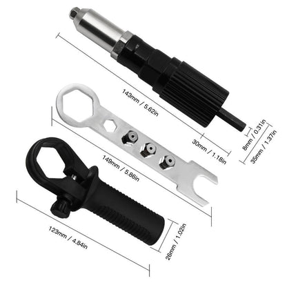 💥Hot Sale 49% OFF💥 Professional rivet gun adapter set with 4 different matching nozzle screws