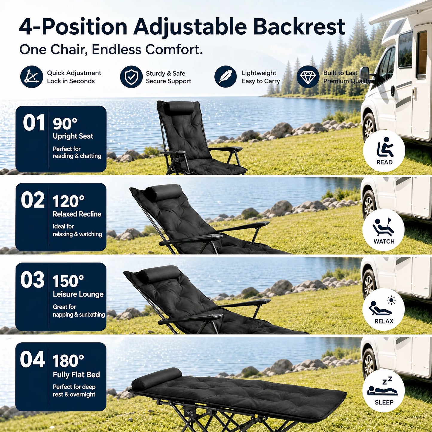 🪑 Tragbarer verstellbarer Klappstuhl für Außenbereich – Leicht, stabil & vielseitig – Ideal für Garten, Camping, Strand oder Terrasse – einfacher Transport und Aufbau 🏕️✨