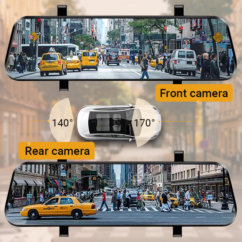 👁️10-Zoll-Rückfahrkamera & Dashcam mit vollem Touchscreen – 1296P HD-Nachtsicht, Dual-Objektiv – ideal für sicheres Fahren & Parken🚗📹