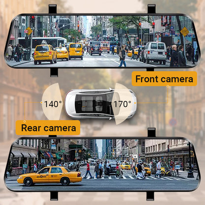 👁️10-Zoll-Rückfahrkamera & Dashcam mit vollem Touchscreen – 1296P HD-Nachtsicht, Dual-Objektiv – ideal für sicheres Fahren & Parken🚗📹