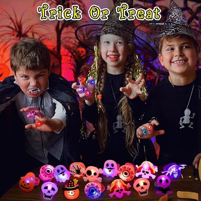 🎁LED-Licht Halloween Leuchtring😍 – Set mit 50 Stück