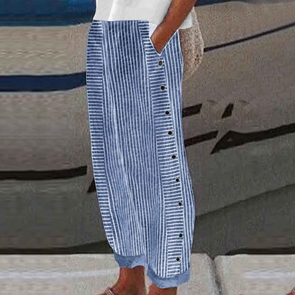 🔥Solange der Vorrat reicht 40 % Rabatt!🎉Bequeme blau gestreifte Hose mit Seitentaschen