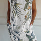 🌷50% DISCOUNT❤️‍🔥Printed round neck cotton and linen dress for women