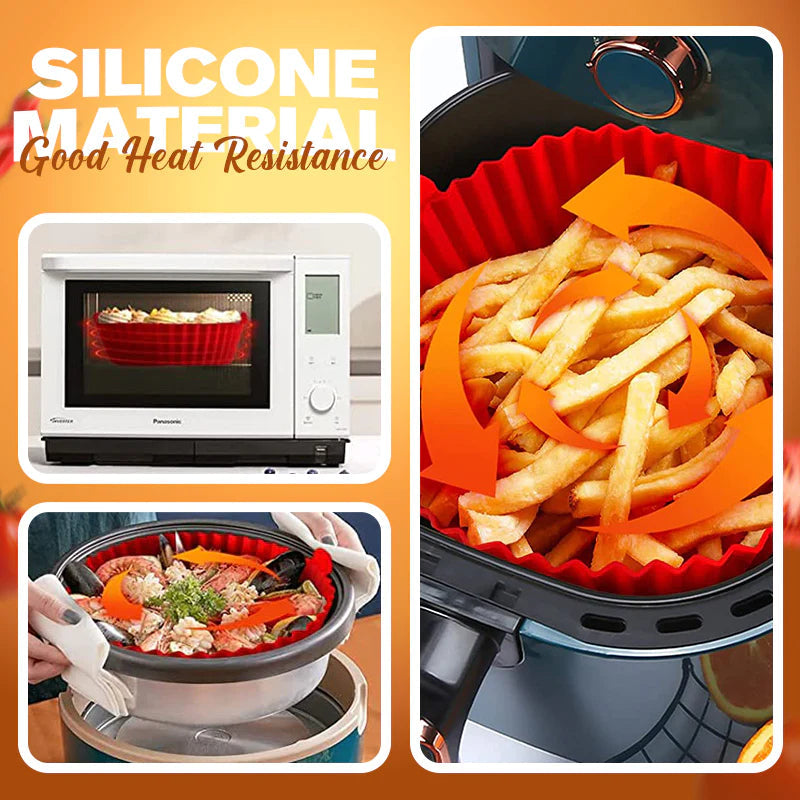 🍟 50% RABATT! 👨‍🍳 Heißluftfritteuse Silikon Backblech – Spritzfrei, Einfache Reinigung & Vielseitig Einsetzbar 🍗