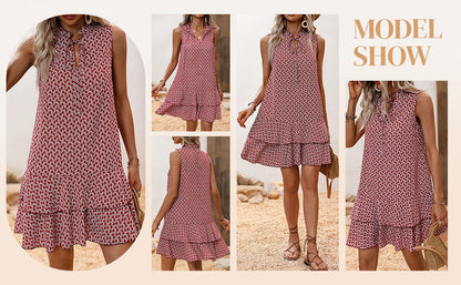 🎉Letzter Tag der Aktion: 50 % Rabatt 💃 Damenkleid mit Schleife und geometrischem Muster