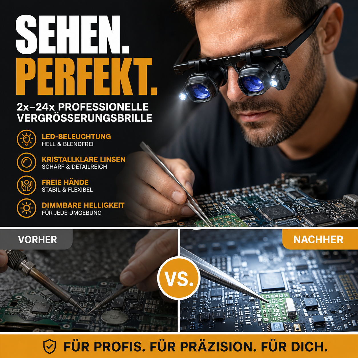 🔍 50% RABATT! ⏰ LED-Präzisionslupe für Elektronik und Handwerk – Verstellbarer Ständer & 10-20X Zoom – Perfekt für Löten, Uhrenreparatur oder Miniaturmalerei – handsfree & hell 🛠️