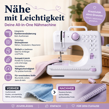 🧵 50% RABATT! 🛍️ Mini-Nähmaschine für Zuhause – 12 Stiche, robust & kompakt – Ideal für Reparaturen & DIY-Projekte ✂️