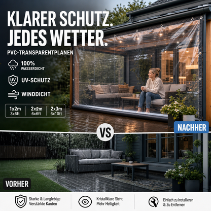 📢📢50 % Rabatt!! 🛡️🌧️Hochwertige, wetterfeste, transparente Planen (14 Mil)