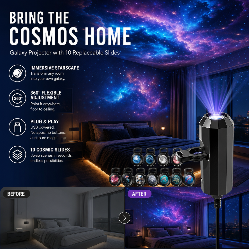 Plug-and-Play-HD-Projektor „Galaxy & Ocean“ als Nachtlicht🥳Über 50.000 zufriedene Nutzer
