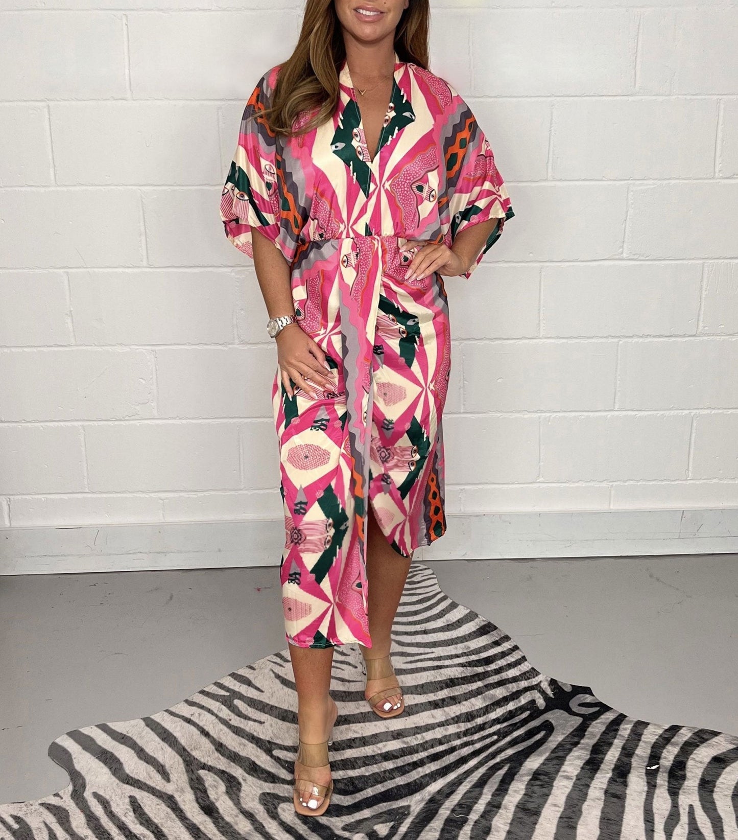🔥50 % rabatt på varmt salg🔥Printet kimono midikjole