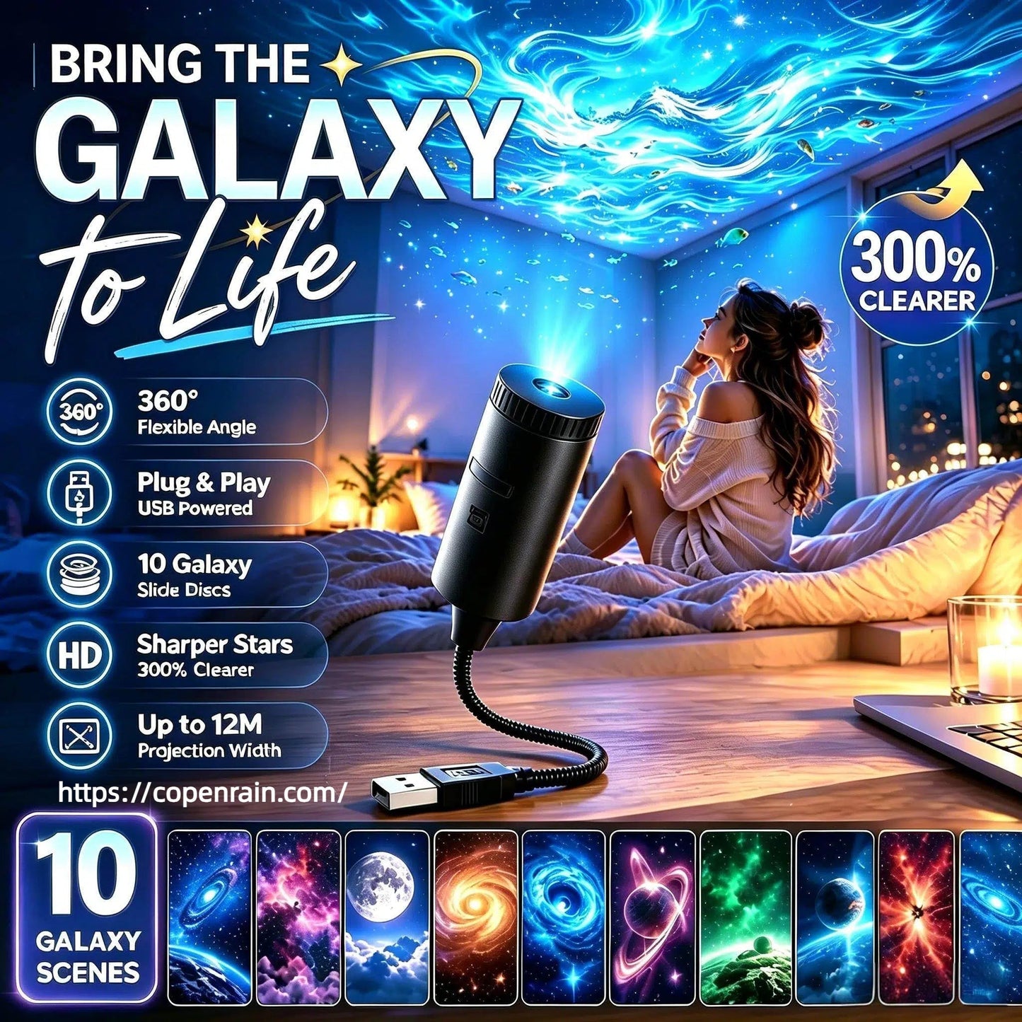 Plug-and-Play-HD-Projektor „Galaxy & Ocean“ als Nachtlicht🥳Über 50.000 zufriedene Nutzer