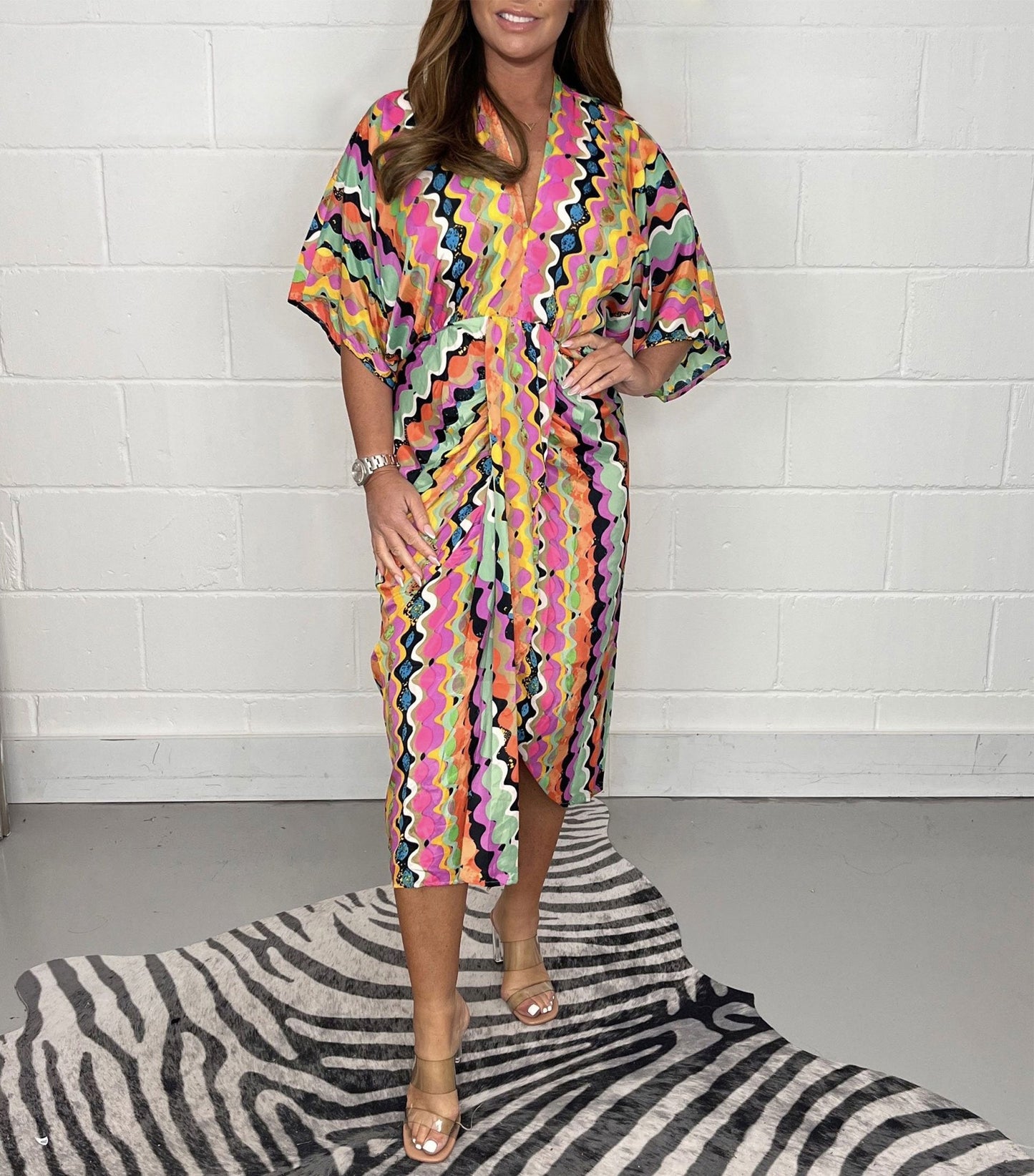 🔥50 % rabatt på varmt salg🔥Printet kimono midikjole