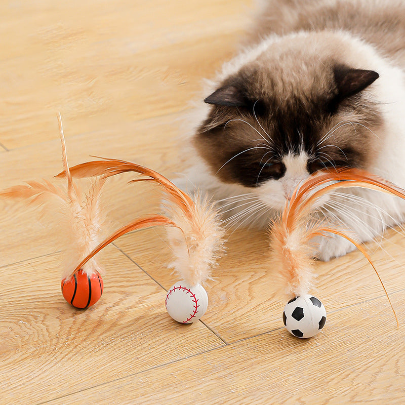 🔥Solange der Vorrat reicht 40 % Rabatt!🎉Interaktiver Katzen-Hüpfball mit Feder