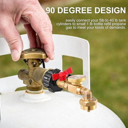 Adaptateur d'angle de recharge propan avec jauge de carburant