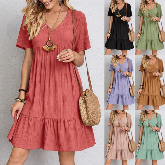 👚💃Loose lässige Krawatte Taille fließenden Kleid