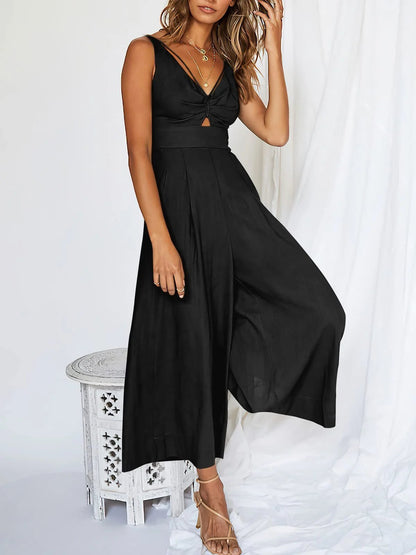 🤩V-hals jumpsuits met hoge taille en uitsparingen