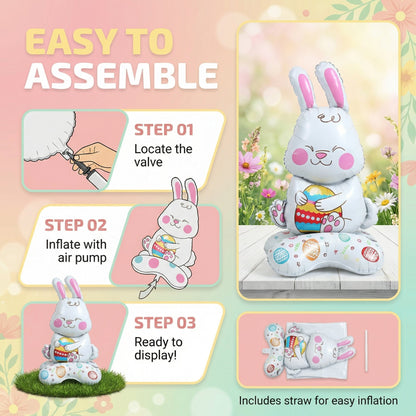 🎁 Oster-Frühbucher-Sale 🐰 Riesen 3D-Steh-Hase-Ballon – selbststehend für festliche Stimmung