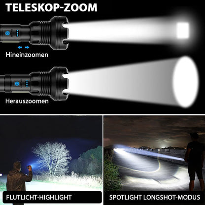 🔦 64 % Rabatt! 🎉 Wiederaufladbare Taschenlampe mit 90.000 Lumen – Extrem hell, wasserdicht und mit langer Akkulaufzeit 📦