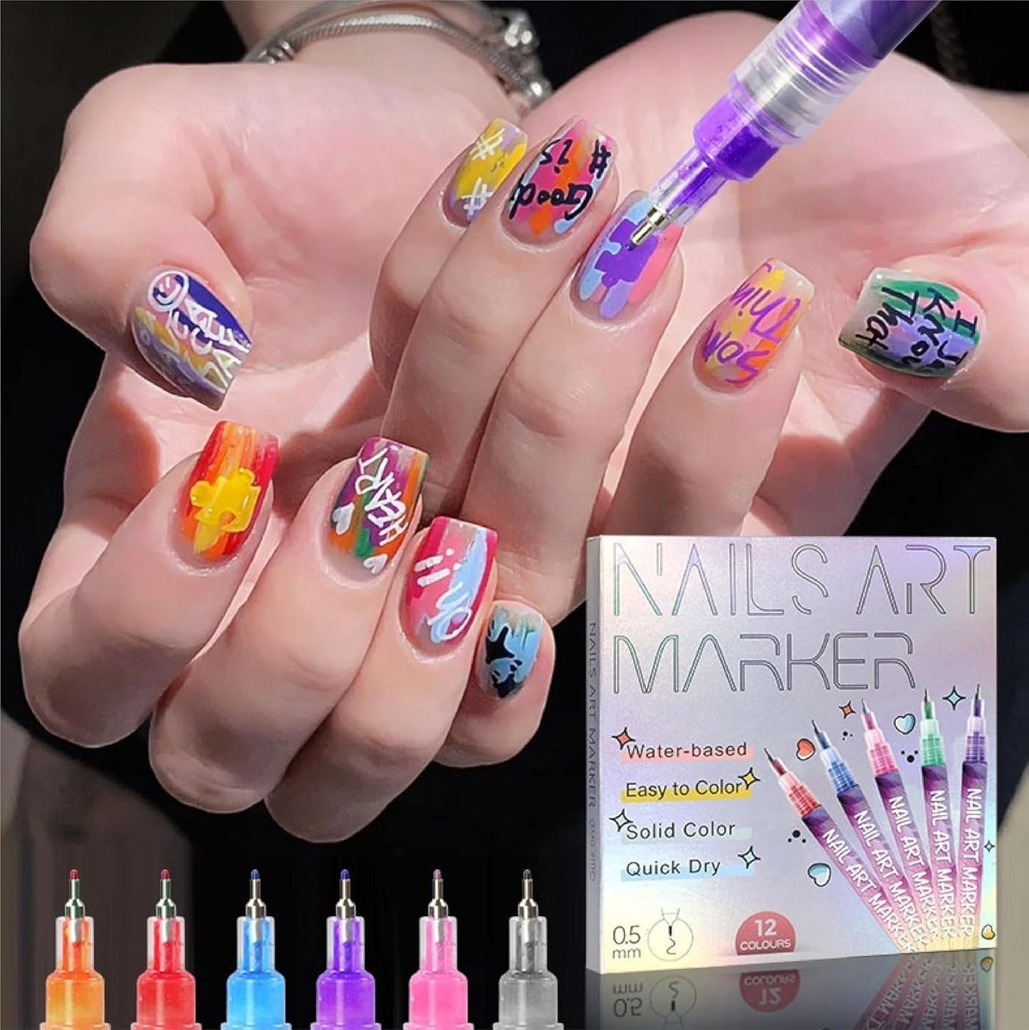 🎨Kreatives Nageldesign-Set mit 12 Farben – geeignet für Nageldesign-Begeisterte jeden Alters