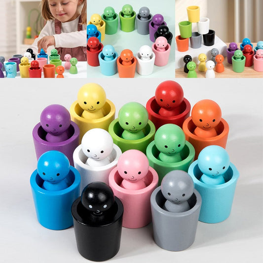 Small children Montessori toys for color sorting and count