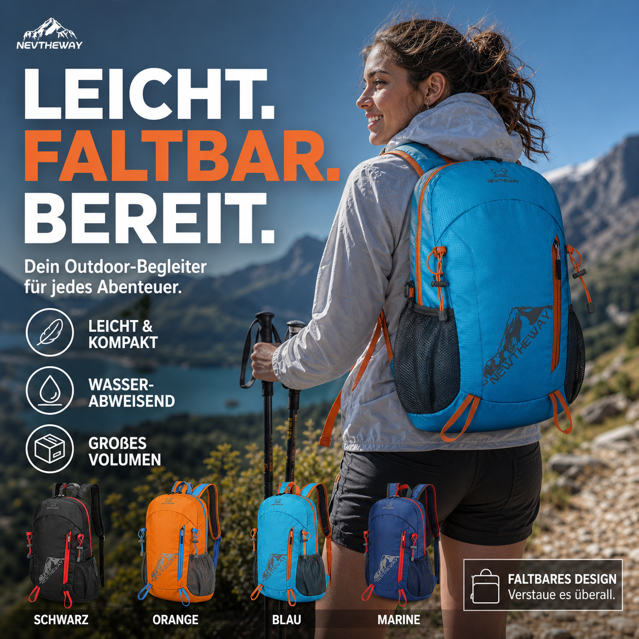 🔥🎁 2+1 GRATIS!!🥳 💞 50K+ VERKAUFT! ⚡🎒 Faltbarer wasserdichter Campingrucksack