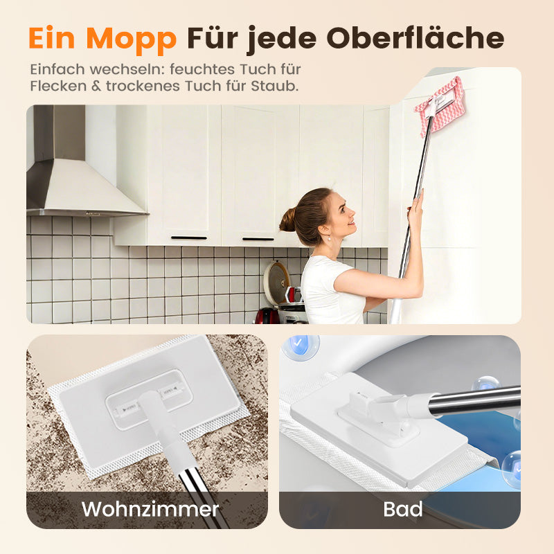 🧹✨ Einweg-Staubmopp mit 4 wiederverwendbaren Bezügen – Praktisch und effektiv 💥🌟
