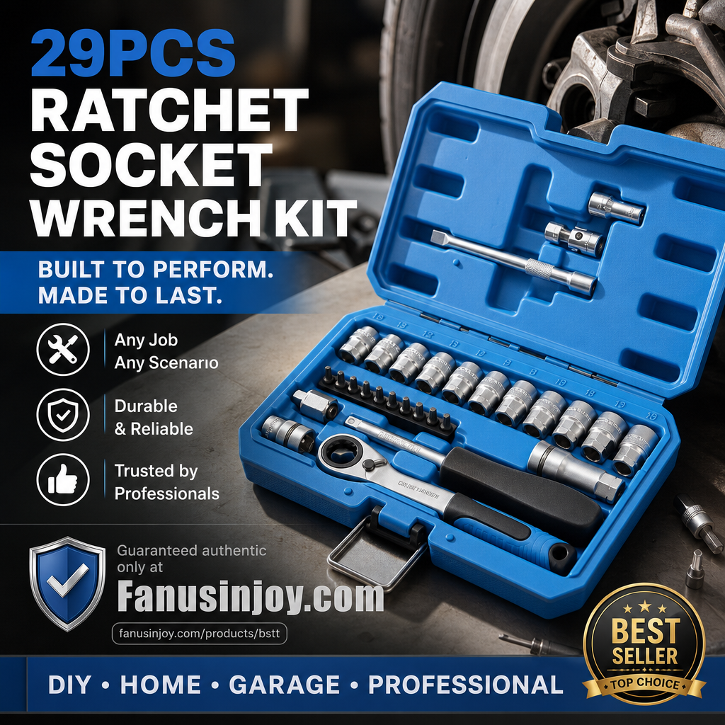 ⏳Zeitlich begrenztes Sonderangebot⏰29-teiliges Ratschen-Steckschlüssel-Set – Chrom-Vanadium-Stahl, 11 Stecknüsse & 10 Bits. Perfekt für Autoreparaturen & DIY 🛠️✨