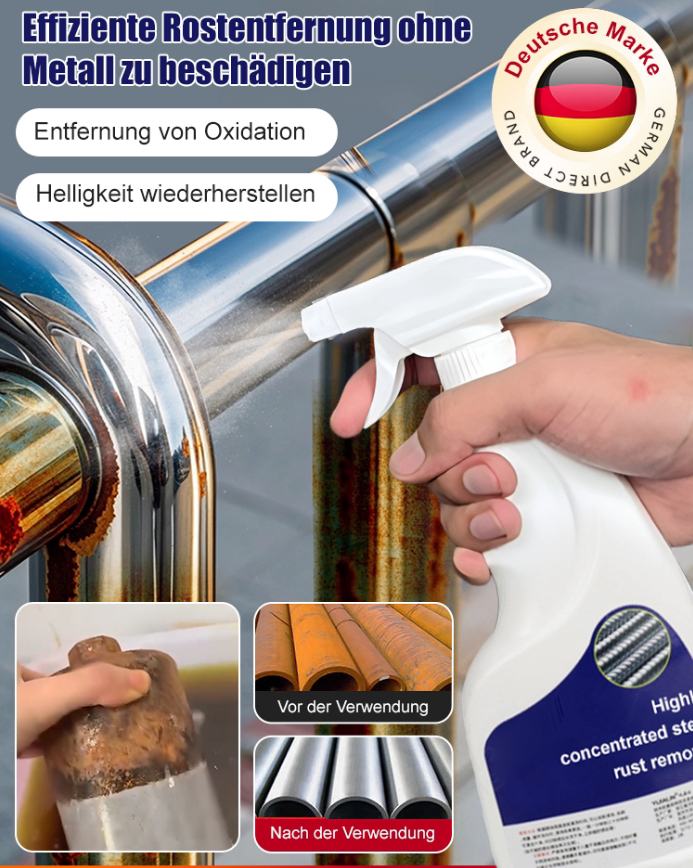 ✨🔩Hochkonzentrierter Rostentferner – Wirksam auf Stahl/Eisen, schnell wirkend und schonend zu Metalloberflächen✨