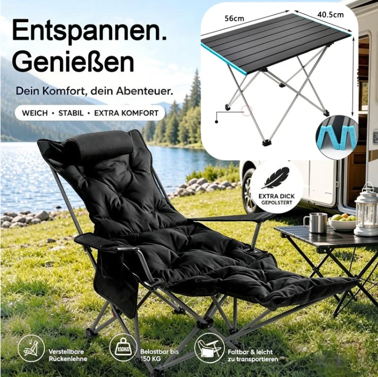 🪑 Tragbarer verstellbarer Klappstuhl für Außenbereich – Leicht, stabil & vielseitig – Ideal für Garten, Camping, Strand oder Terrasse – einfacher Transport und Aufbau 🏕️✨