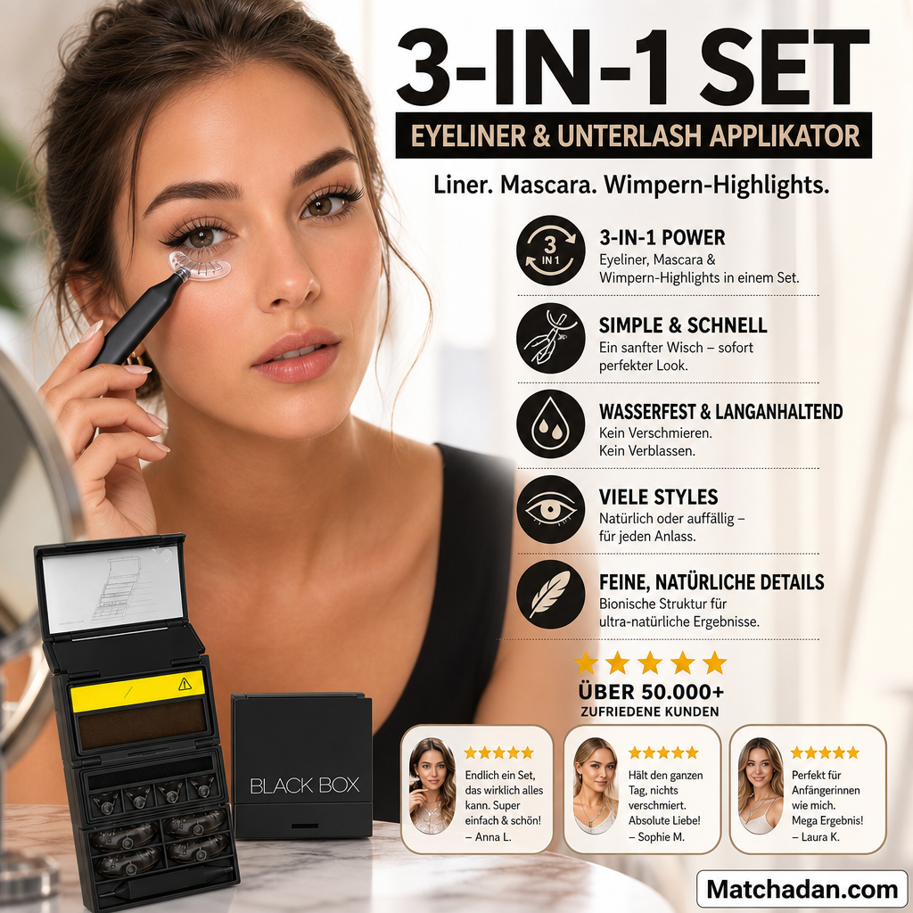 🥳2026 HEISSER VERKAUF🥳💞ÜBER 50.000 VERKAUFT!💄✨ 50 % RABATT! 3-in-1 Eyeliner- und Wimpernstempel-Set – Perfekte Lidstriche und Wimpern in Sekundenschnelle. Wasserfest, wischfest. Keine ruhige Hand nötig! 👁️🖌️