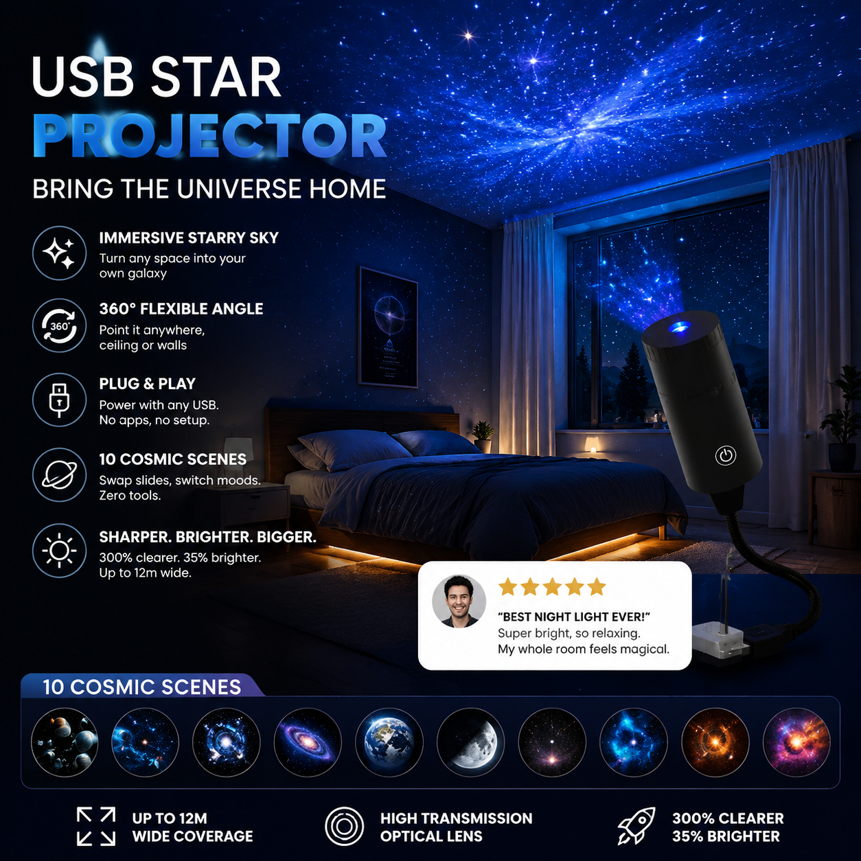 Plug-and-Play-HD-Projektor „Galaxy & Ocean“ als Nachtlicht🥳Über 50.000 zufriedene Nutzer