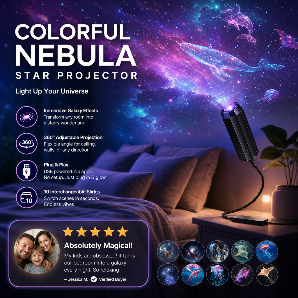 Plug-and-Play-HD-Projektor „Galaxy & Ocean“ als Nachtlicht🥳Über 50.000 zufriedene Nutzer