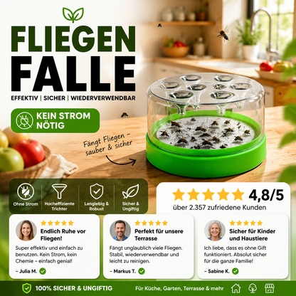 🥳HEISSER SALE 2026🥳💞50.000+ VERKAUFT!👵❤️ Wiederverwendbare, nicht-elektrische Fliegenfalle – sicher für Haustiere und Kinder 🐶👶🚫⚡