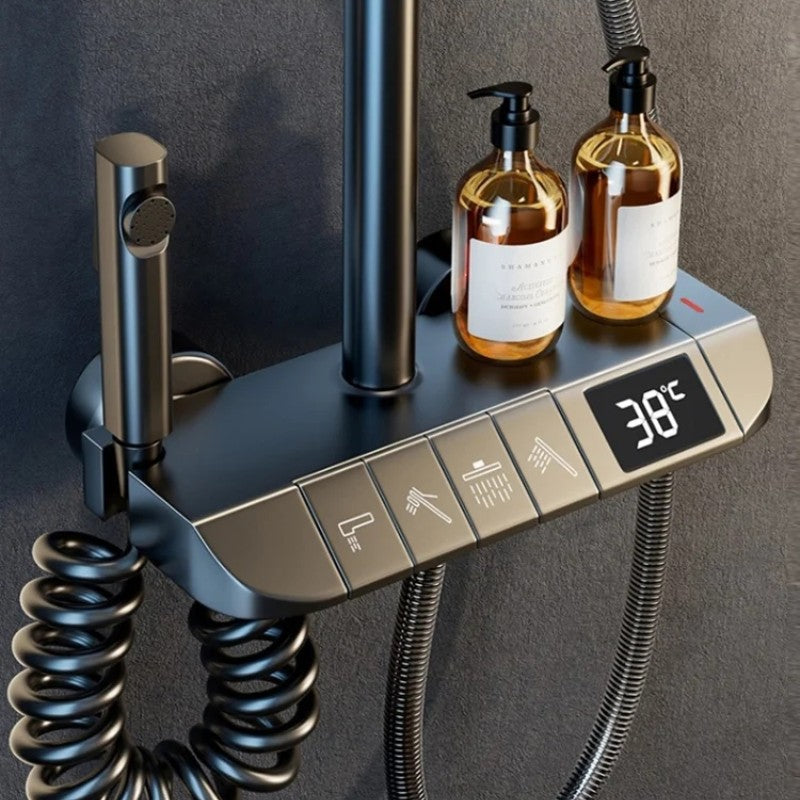 🛍️ 57 % Rabatt – Duschset mit Aufputz-Armatur, wandmontiert & Brauseset, Vollkupfer, Druckverstärkung, Thermostat – für den täglichen Gebrauch 🚿