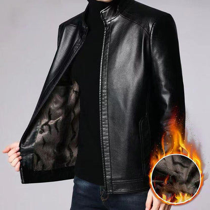 ⏳🍂Herrenjacke aus Leder mit warmem Plüschfutter