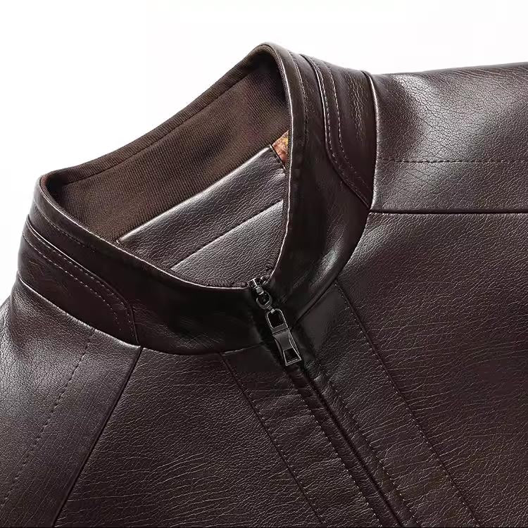 ⏳🍂Herrenjacke aus Leder mit warmem Plüschfutter