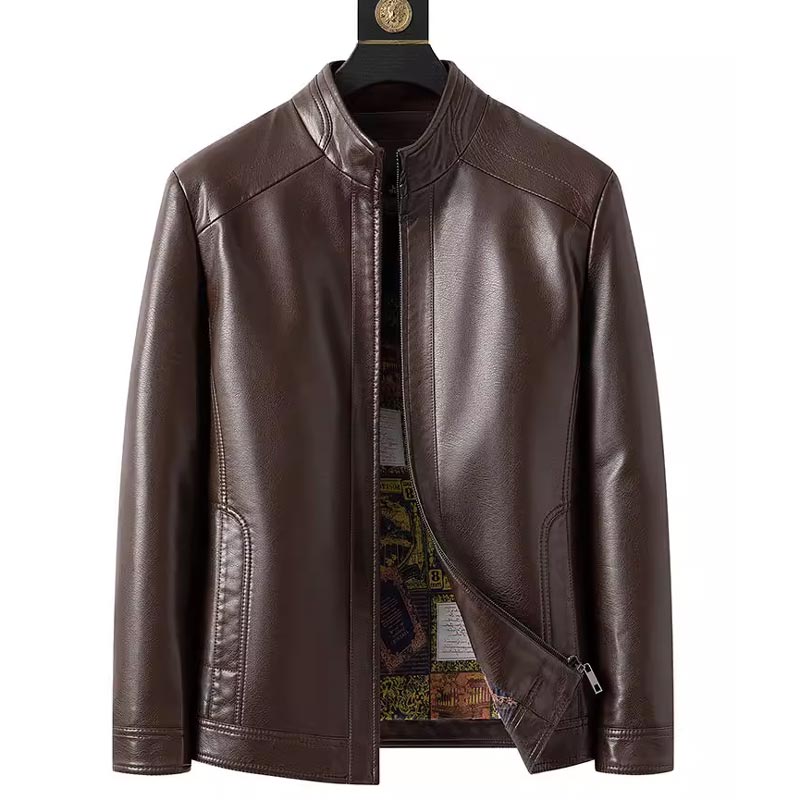 ⏳🍂Herrenjacke aus Leder mit warmem Plüschfutter