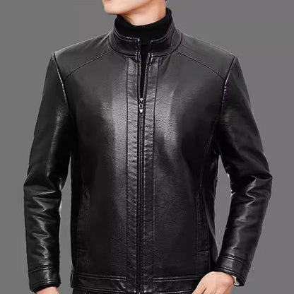 ⏳🍂Herrenjacke aus Leder mit warmem Plüschfutter