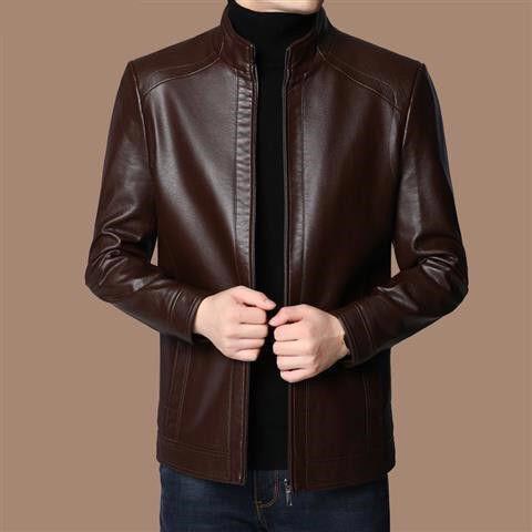 ⏳🍂Herrenjacke aus Leder mit warmem Plüschfutter