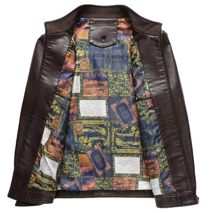 ⏳🍂Herrenjacke aus Leder mit warmem Plüschfutter