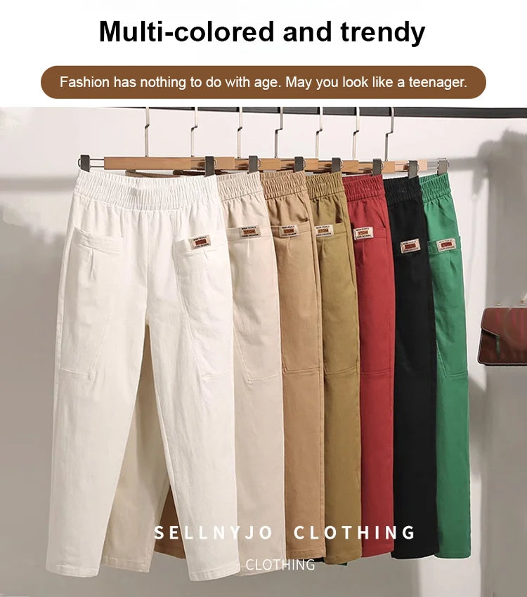 🔥OFFERTA SPECIALE 50% DI SCONTO🔥Pantaloni in cotone con elastico in vita da donna